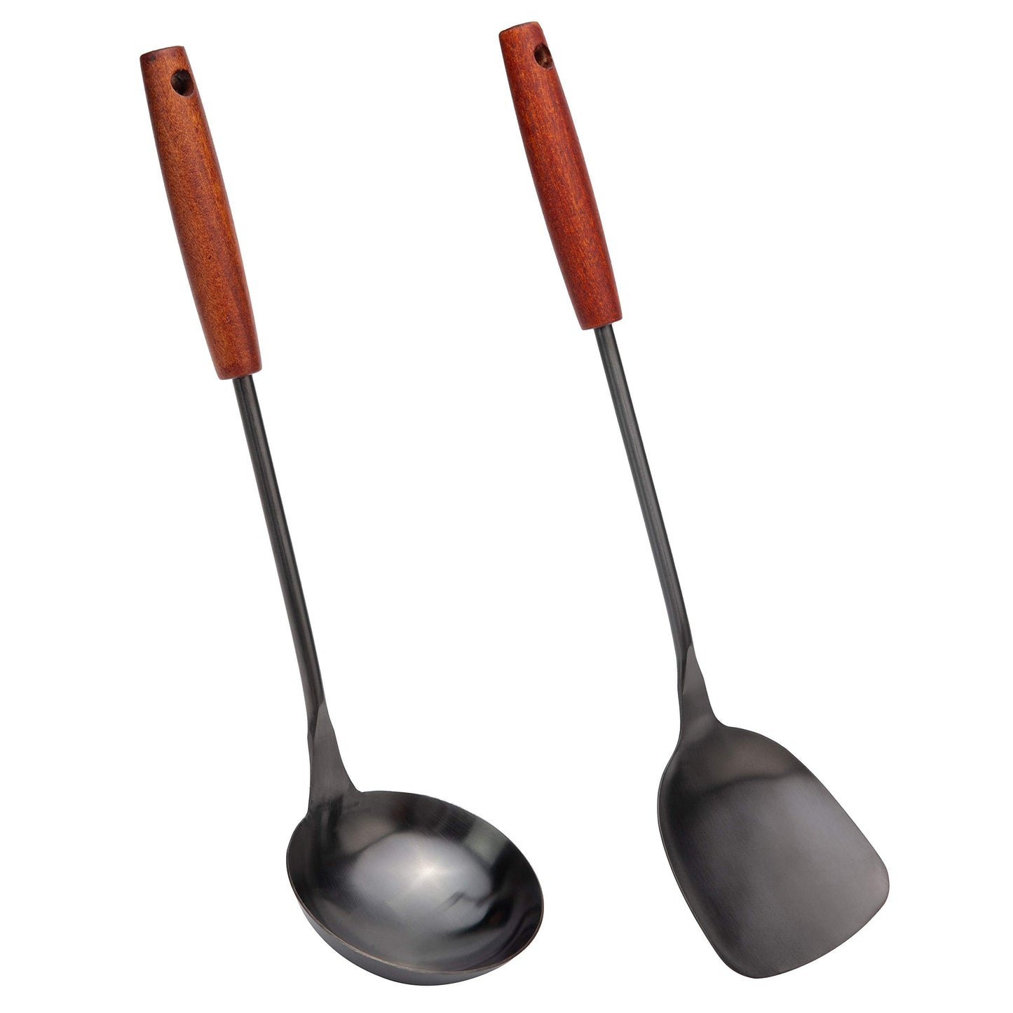 Stainless Steel Wok Utensil - 14.2 Inch Rust Proof Soup Ladle With Ergonomic Wooden Handle - Serving Spoon For Cooking, Gravy, Sauces, and More