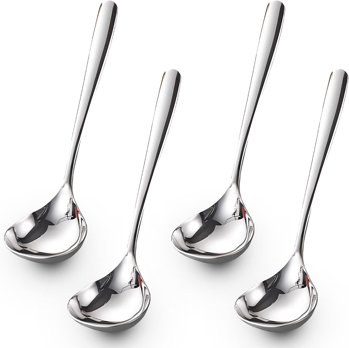 Comicfs 4 Pack Small Ladle Sauce Ladle SUS 304 Stainless Steel Small Serving Ladles Gravy Soup Spoon Ladles 8-Inch (Silver)