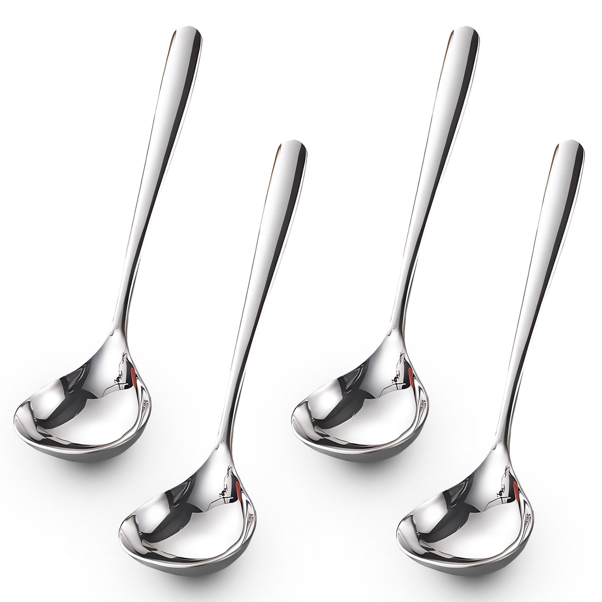 Comicfs 4 Pack Small Ladle Sauce Ladle SUS 304 Stainless Steel Small Serving Ladles Gravy Soup Spoon Ladles 8-Inch (Silver)