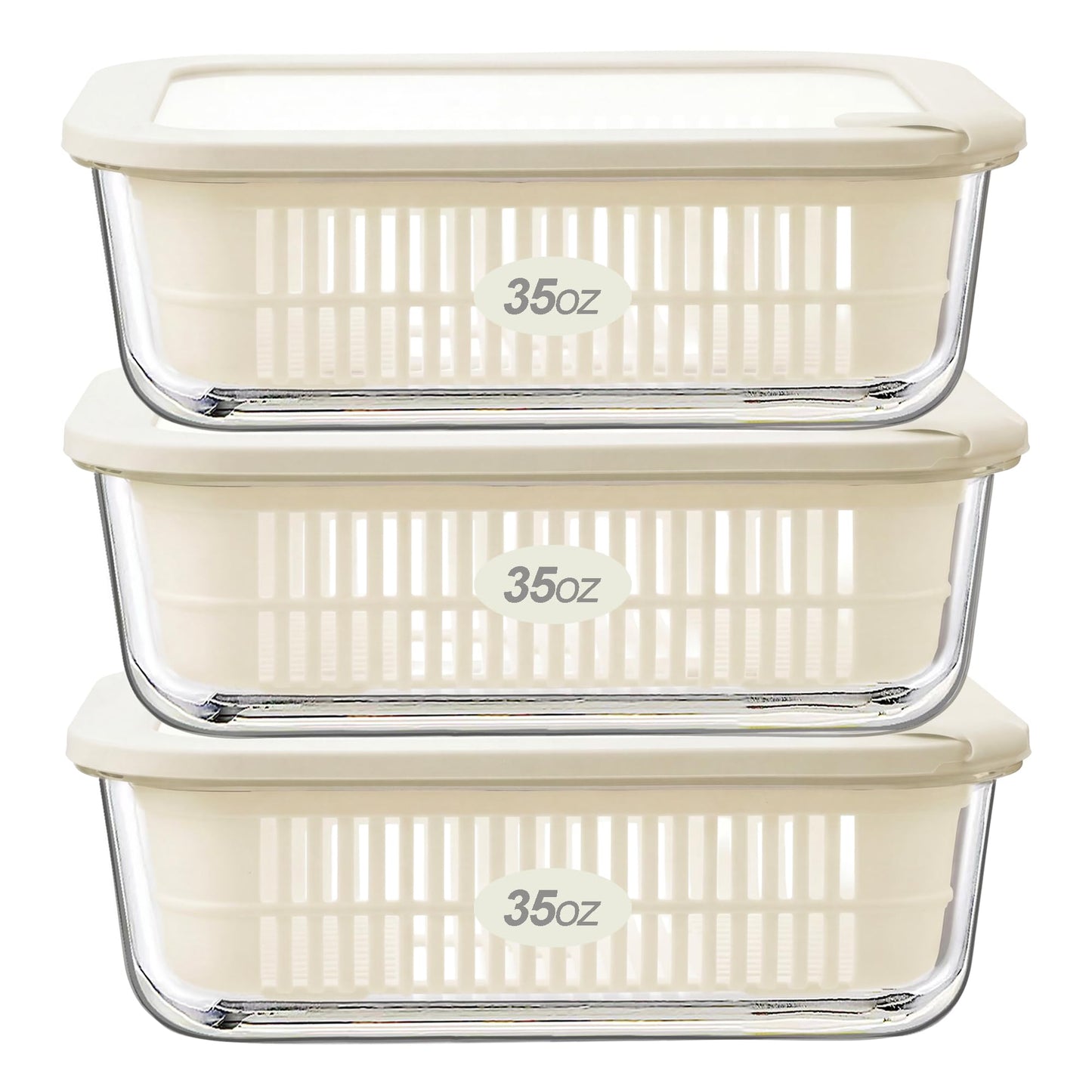 Urban Green Glass Food Storage Containers with Glass Lids, Microwave Safe Food Container Set, Airtight Food Container Set, LeakProof, 100% Plastic Free, White Color, 4pack