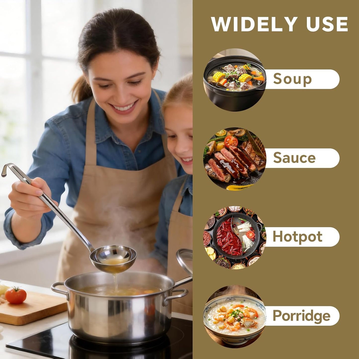 6Pcs 4 Oz Soup Ladle,Stainless Steel Ladle with long Handle,Metal Kitchen Soup Spoon Cooking Utensil for Serving, Stirring, Portioning Kitchen Restaurant Accessories.