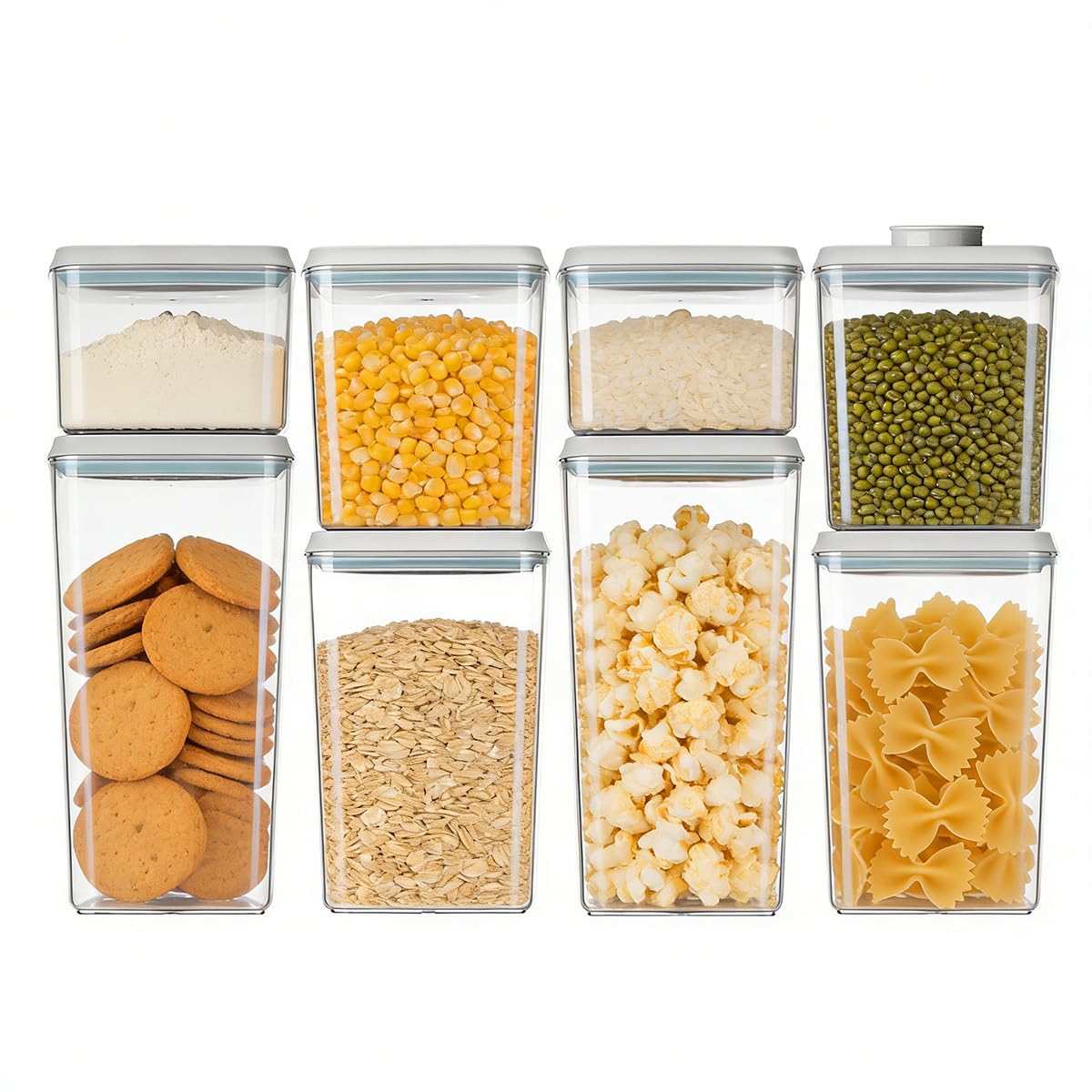 Airtight Food Storage Containers Set with One-Touch Lid, 2-Pack (2.8 QT / 2.65 L) Stackable PET, Best for Cereal, Flour, Rice & Baking Organizers.