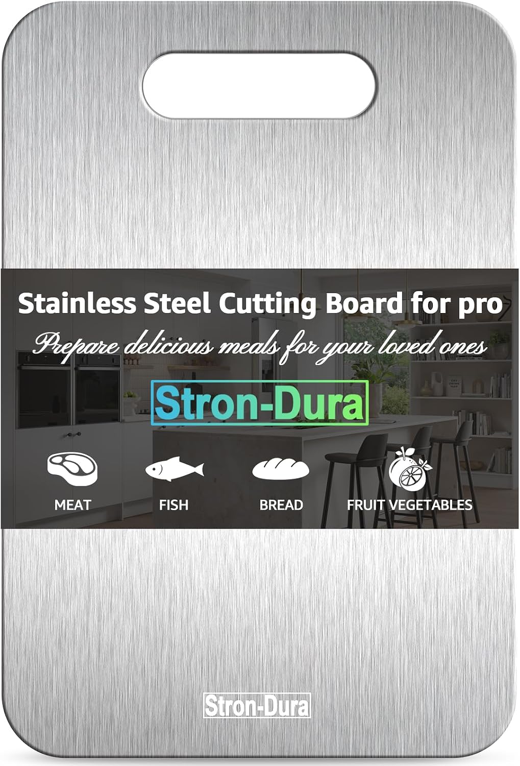 Stron-Dura Cutting Board, Stainless Steel Cutting Board, Foodgrade Cutting Boards for Kitchen, Double Side Use, Odor free, S 11.5" * 8"