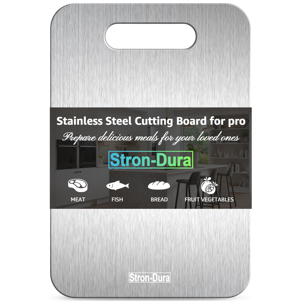 Stron-Dura Cutting Board, Stainless Steel Cutting Board, Foodgrade Cutting Boards for Kitchen, Double Side Use, Odor free, S 11.5" * 8"