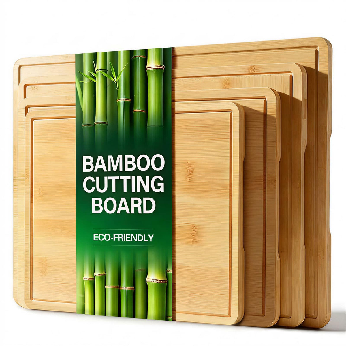Zarler Bamboo Cutting Boards for Kitchen, Wood Cutting Board with Juice Grooves and Handles, Wooden Chopping Board Set for Meal Prep, 500℉ Carbonized Bamboo, XL Size, Ideal Kitchen Gift