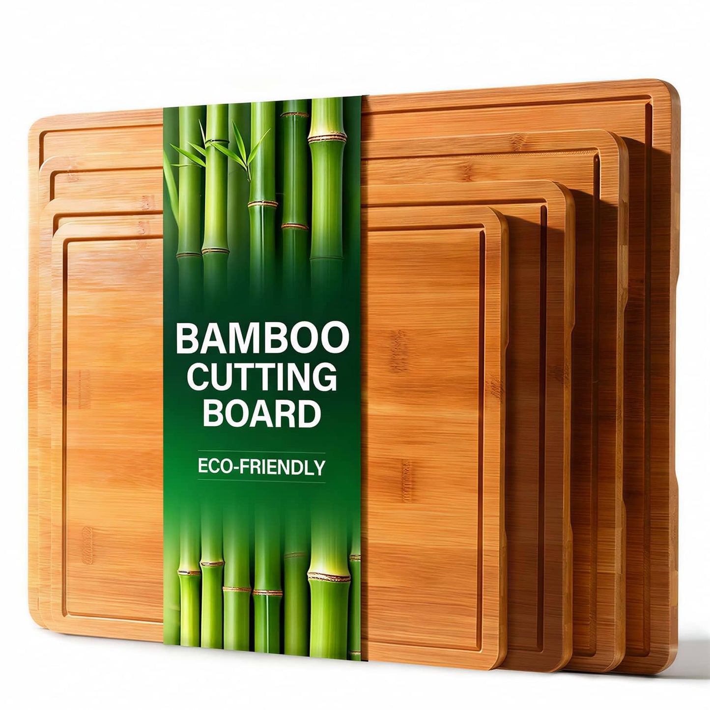 Zarler Bamboo Cutting Boards for Kitchen, Wood Cutting Board with Juice Grooves and Handles, Wooden Chopping Board Set for Meal Prep, 500℉ Carbonized Bamboo, XL Size, Ideal Kitchen Gift