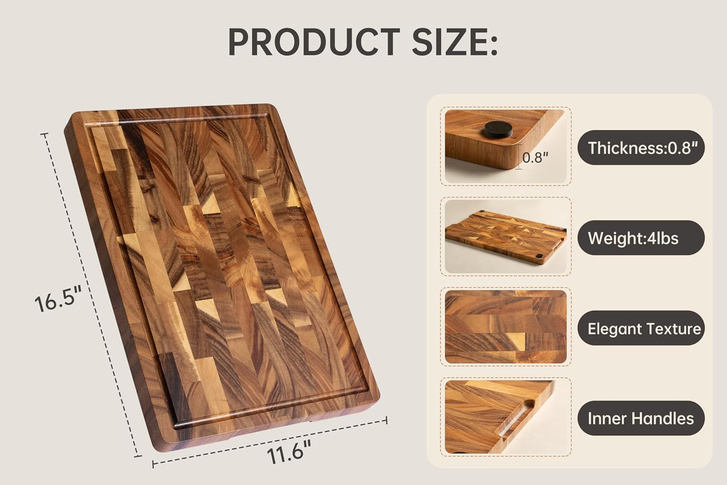 Walnut Cutting Board for Kitchen, Wooden Cutting Boards
