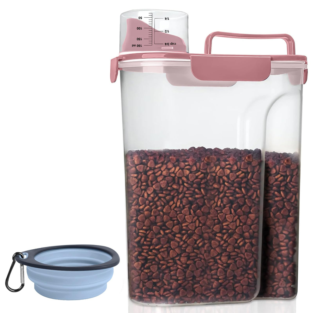 LEAWALK 5-7Lbs Dog Cat Food Storage Container with Upgraded Large Nozzle BPA-free, 4 Snap Seals Plastic Pet Food Storage Containers with Handles are Easy to Clean and Carry