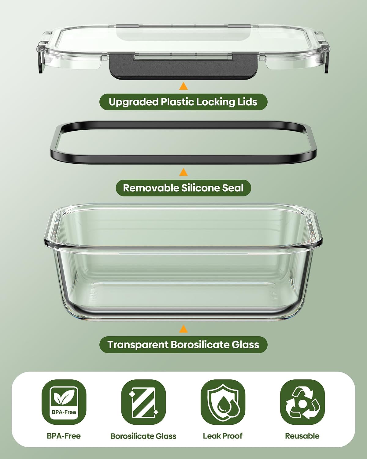 KEMETHY 40 PCS Glass Food Storage Containers with Lids