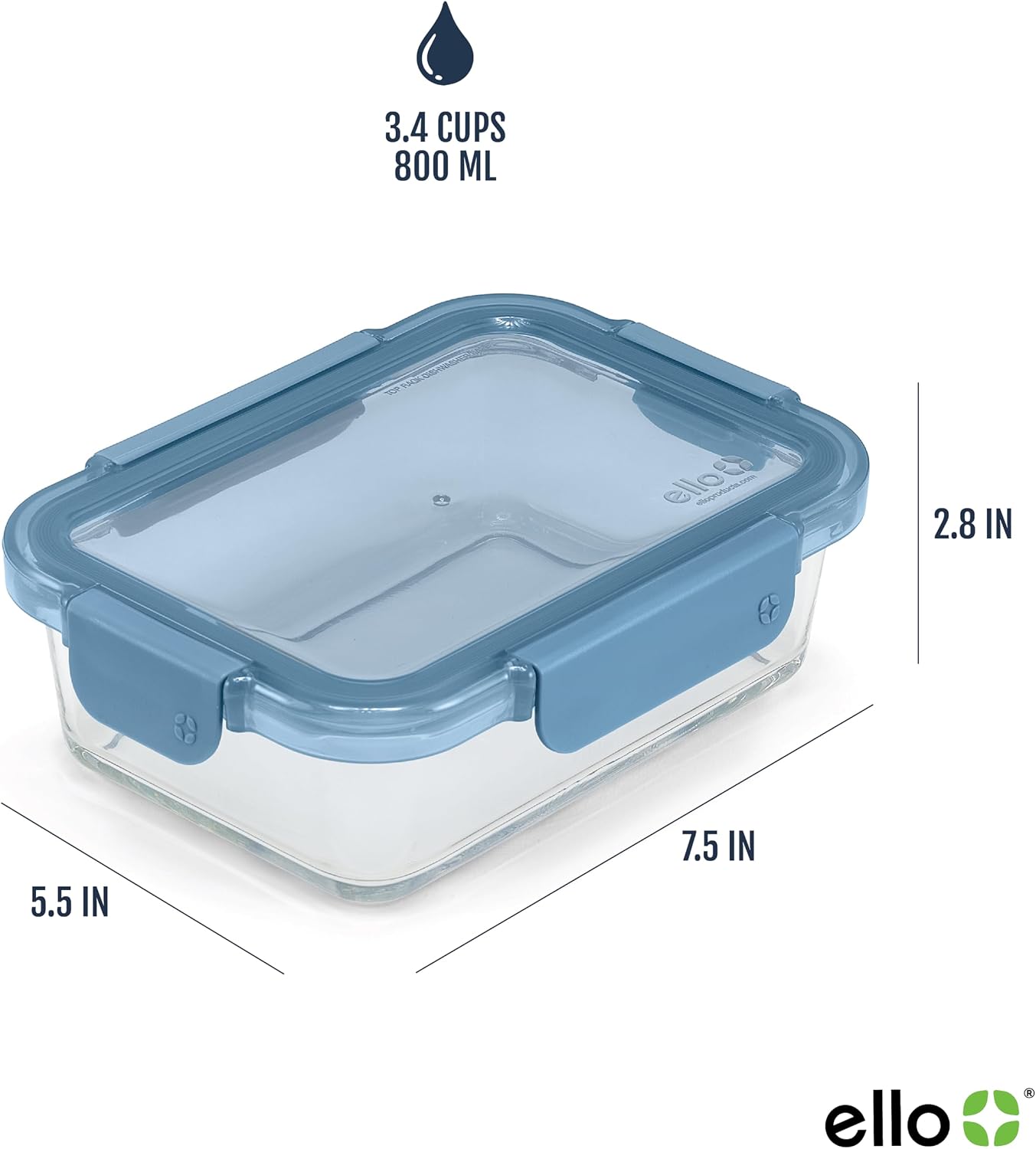 Ello Color Lock 3.4 Cup Glass Meal Prep Containers & Lids, 5 Pack, Desert
