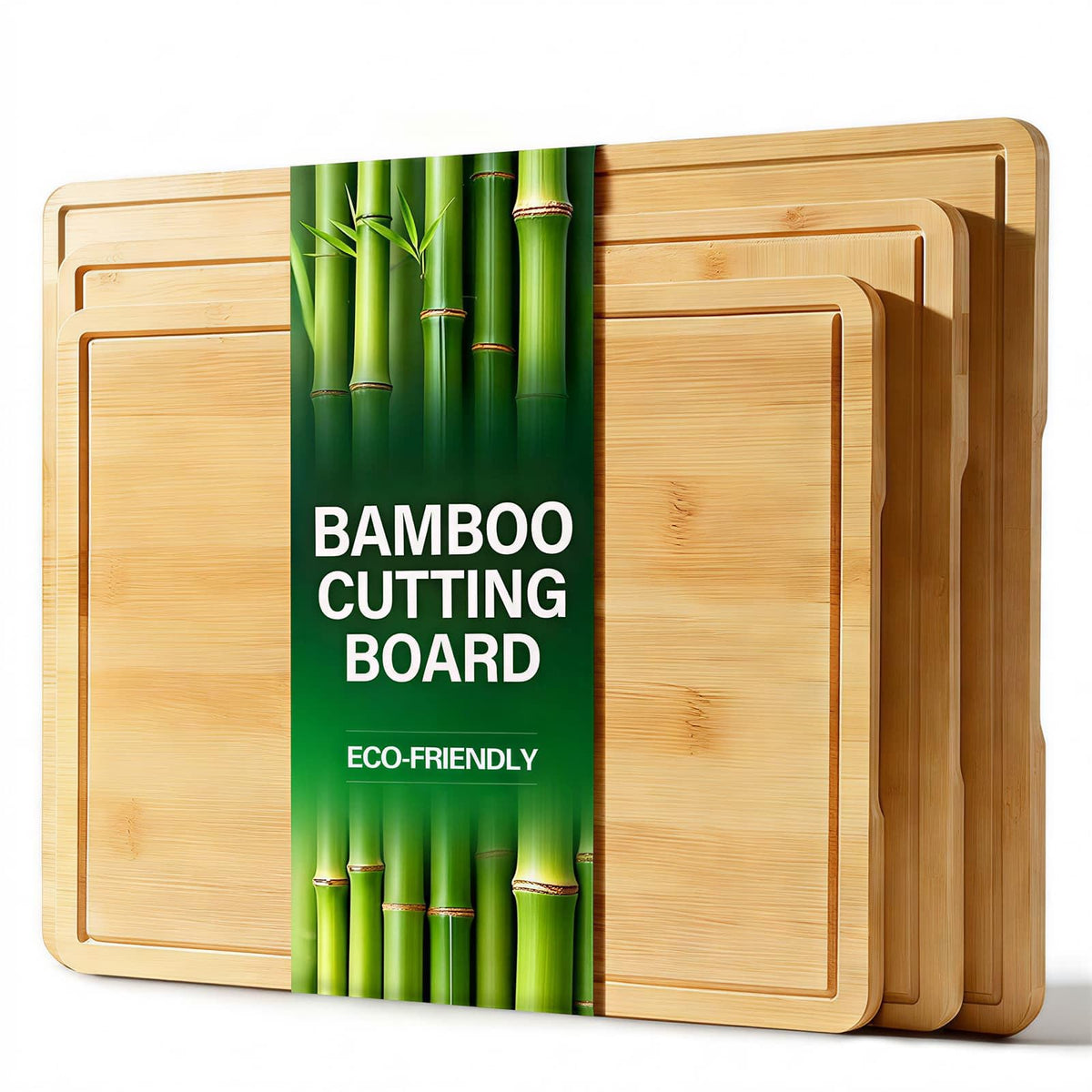 Zarler Bamboo Cutting Boards for Kitchen, Wood Cutting Board with Juice Grooves and Handles, Wooden Chopping Board Set for Meal Prep, 500℉ Carbonized Bamboo, XL Size, Ideal Kitchen Gift