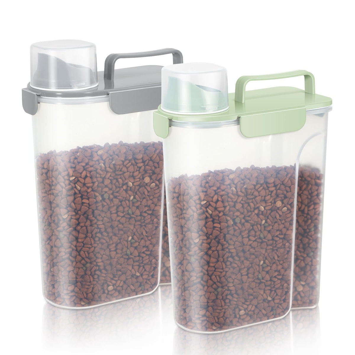 LEAWALK 5-7Lbs Dog Cat Food Storage Container with Upgraded Large Nozzle BPA-free, 4 Snap Seals Plastic Pet Food Storage Containers with Handles are Easy to Clean and Carry