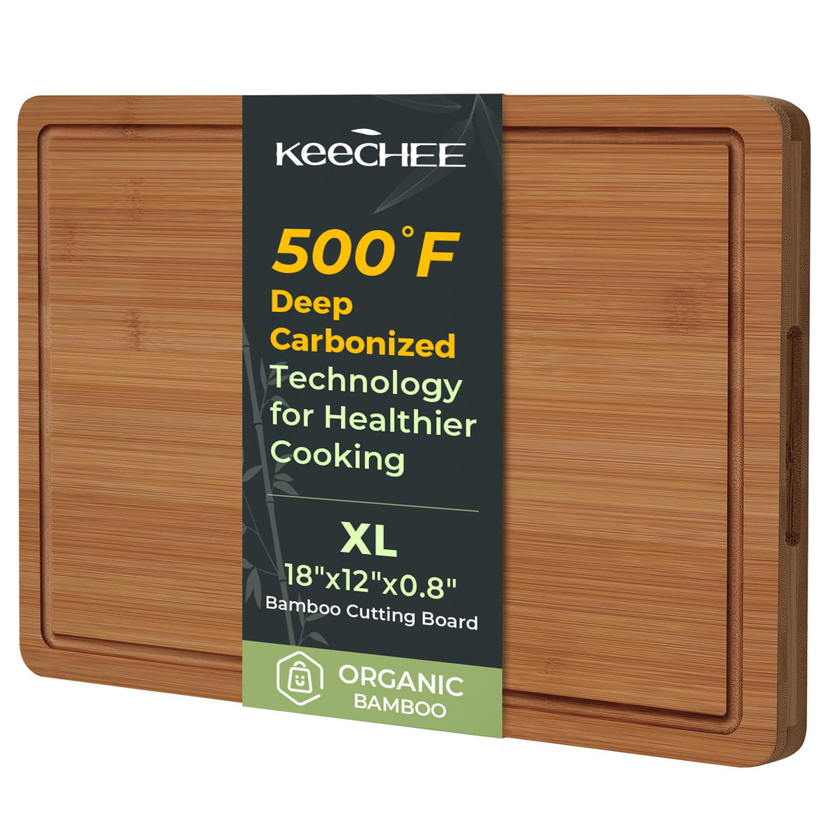 Keechee Bamboo Cutting Board, Durable Wood Cutting Boards for Kitchen with Deep Juice Grooves & Built-in Handles, Ideal Charcuterie & Chopping for Meat, Vegetables and Fruits Kitchen Gifts for Men