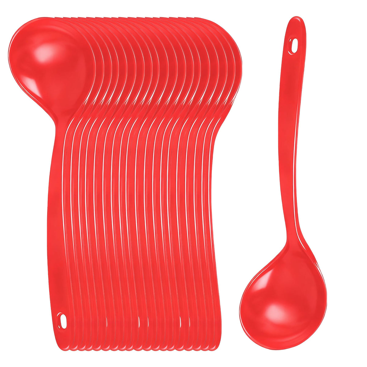 Large Plastic Serving Spoons,Disposable Heavy Duty Serving Spoons,Long Handle Scoop Soup Rice Ladle for Party Catering Buffet Restaurant,20 Pieces