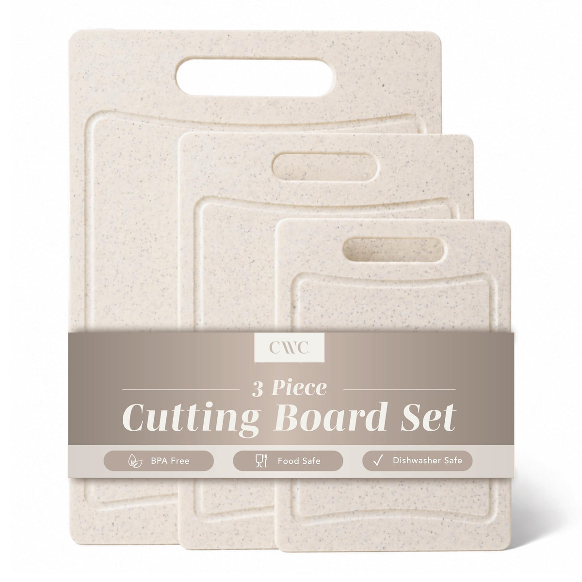 COOK WITH COLOR Non-Slip Cutting Board Set – Kitchen Essentials with Easy Grip Handle for Meat, Veggies, and Fruits, 4 Cutting Boards, Black
