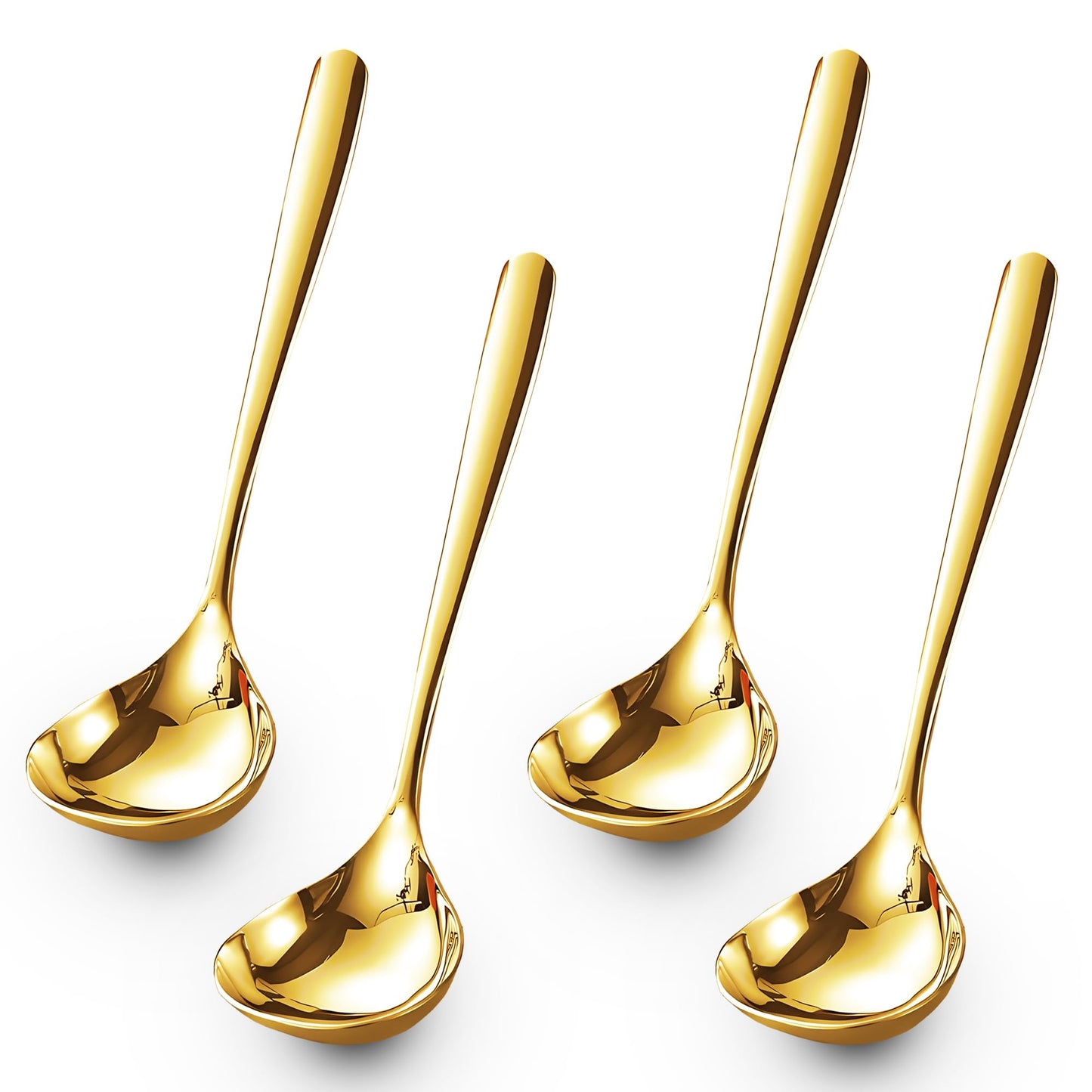 Comicfs 4 Pack Small Ladle Sauce Ladle SUS 304 Stainless Steel Small Serving Ladles Gravy Soup Spoon Ladles 8-Inch (Silver)