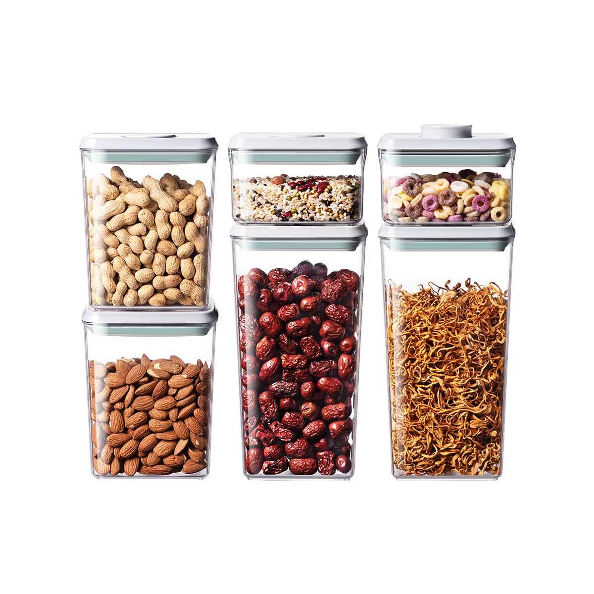 Airtight Food Storage Containers Set with One-Touch Lid, 2-Pack (4.22 QT / 4.0 L) Tall Stackable Durable PET for Bulk Rice, Flour & Baking Essentials Organizer.