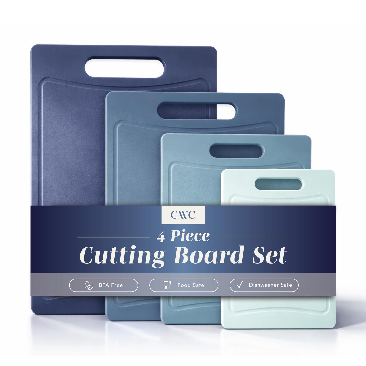 COOK WITH COLOR Non-Slip Cutting Board Set – Kitchen Essentials with Easy Grip Handle for Meat, Veggies, and Fruits, 4 Cutting Boards, Black