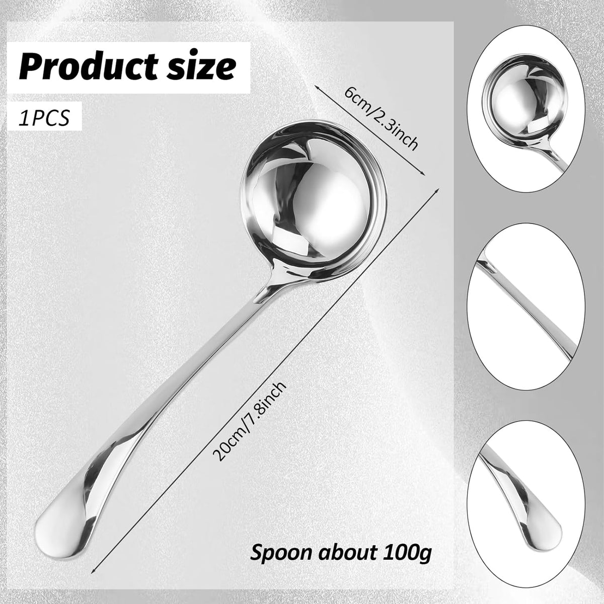 7.9 Inch Silver Small Gravy Soup Ladle Small Ladle Gravy Ladles 18/10 Stainless Steel Sauce Ladles for Spooning Sauces or Gravies