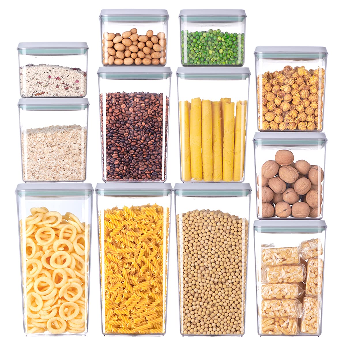 Airtight Food Storage Containers Set with One-Touch Lid, 2-Pack (4.22 QT / 4.0 L) Tall Stackable Durable PET for Bulk Rice, Flour & Baking Essentials Organizer.
