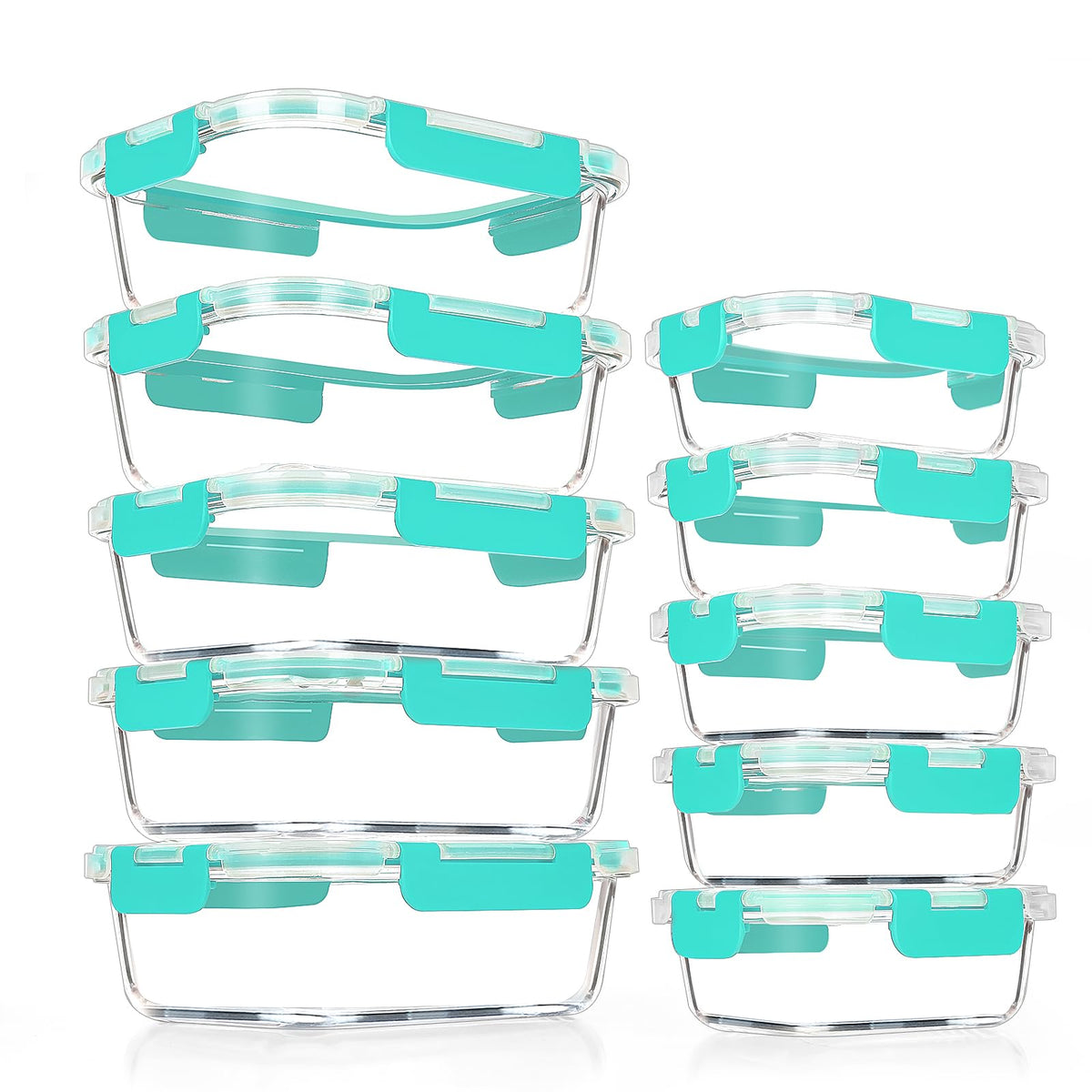 VERONES 10 PACK Glass Meal Prep Containers Set with Lids, Grey