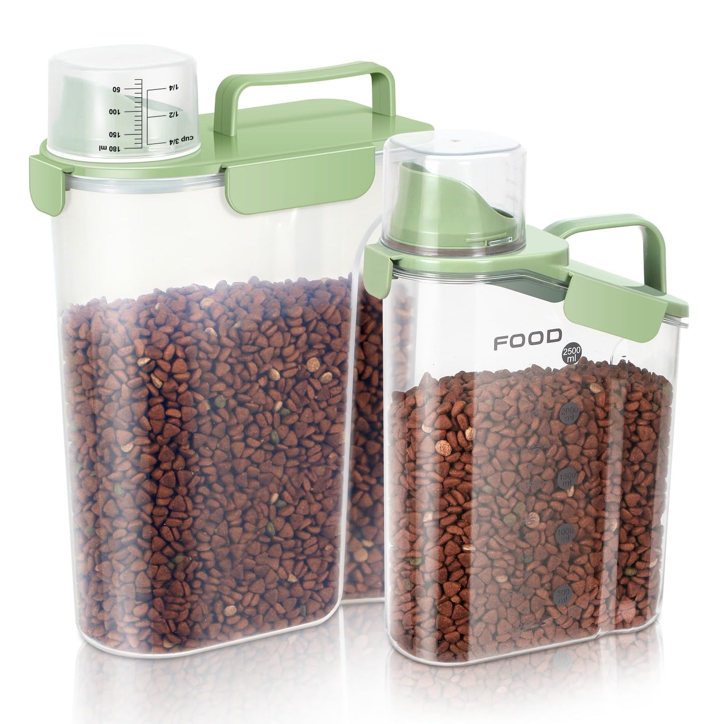 LEAWALK 5-7Lbs Dog Cat Food Storage Container with Upgraded Large Nozzle BPA-free, 4 Snap Seals Plastic Pet Food Storage Containers with Handles are Easy to Clean and Carry