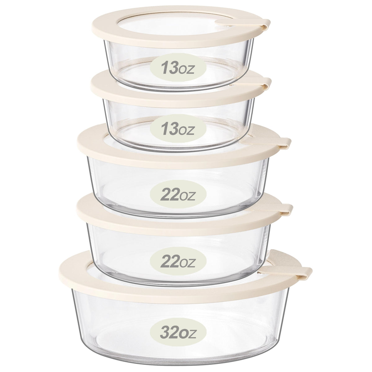 Urban Green Glass Food Storage Containers with Glass Lids, Microwave Safe Food Container Set, Airtight Food Container Set, LeakProof, 100% Plastic Free, White Color, 4pack