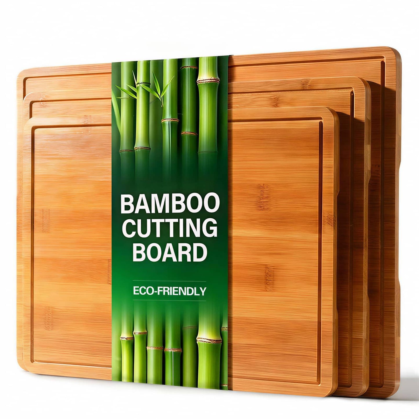 Zarler Bamboo Cutting Boards for Kitchen, Wood Cutting Board with Juice Grooves and Handles, Wooden Chopping Board Set for Meal Prep, 500℉ Carbonized Bamboo, XL Size, Ideal Kitchen Gift