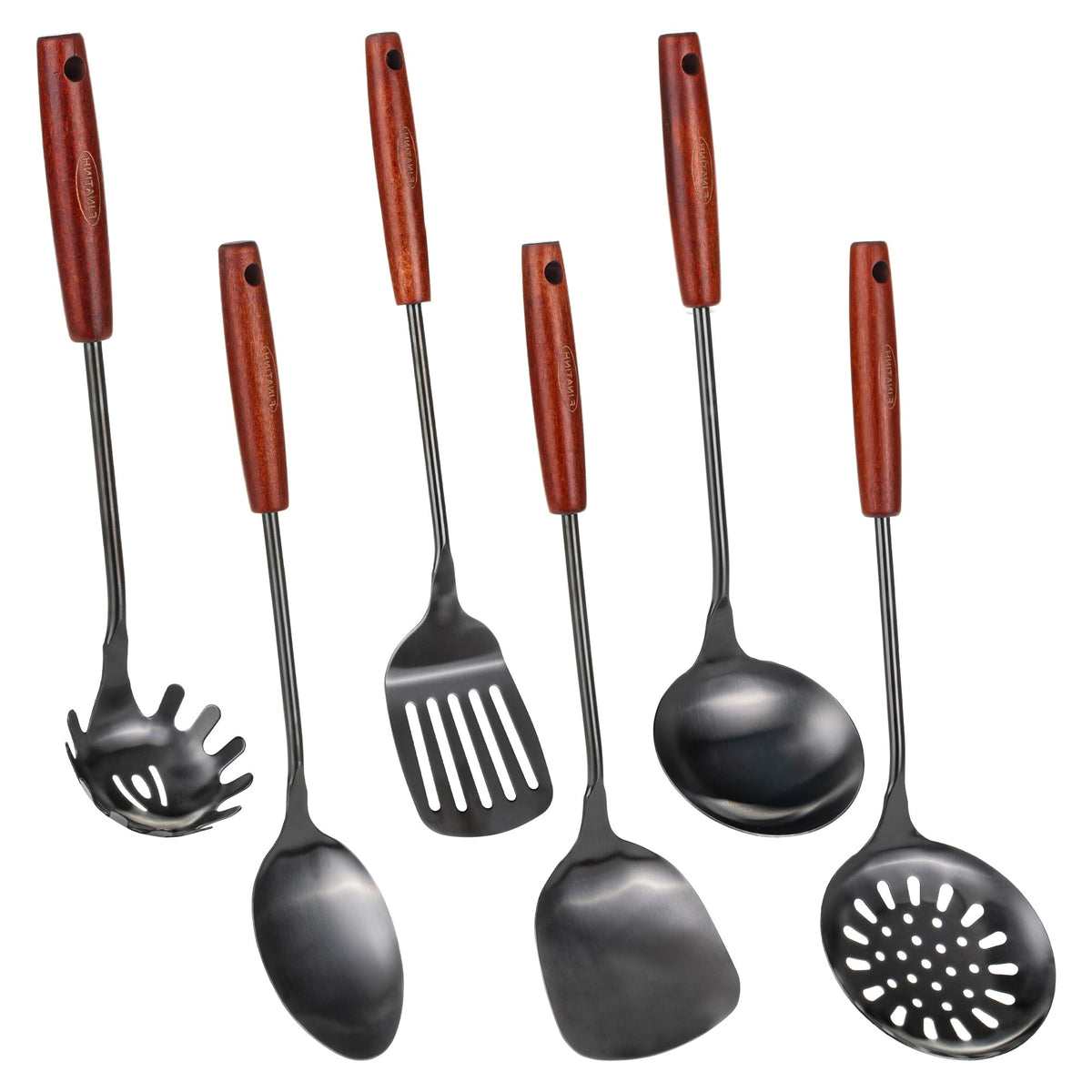 Stainless Steel Wok Utensil - 14.2 Inch Rust Proof Soup Ladle With Ergonomic Wooden Handle - Serving Spoon For Cooking, Gravy, Sauces, and More