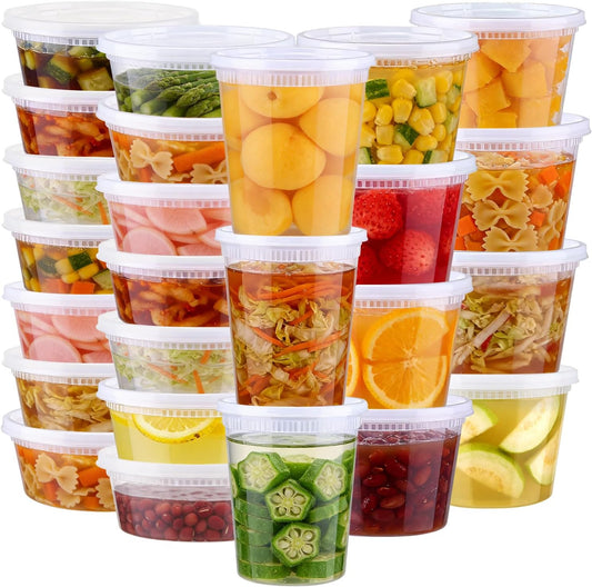 Lamosi 60 Sets Deli Containers With Lids, 8/16/32 oz Quart Containers