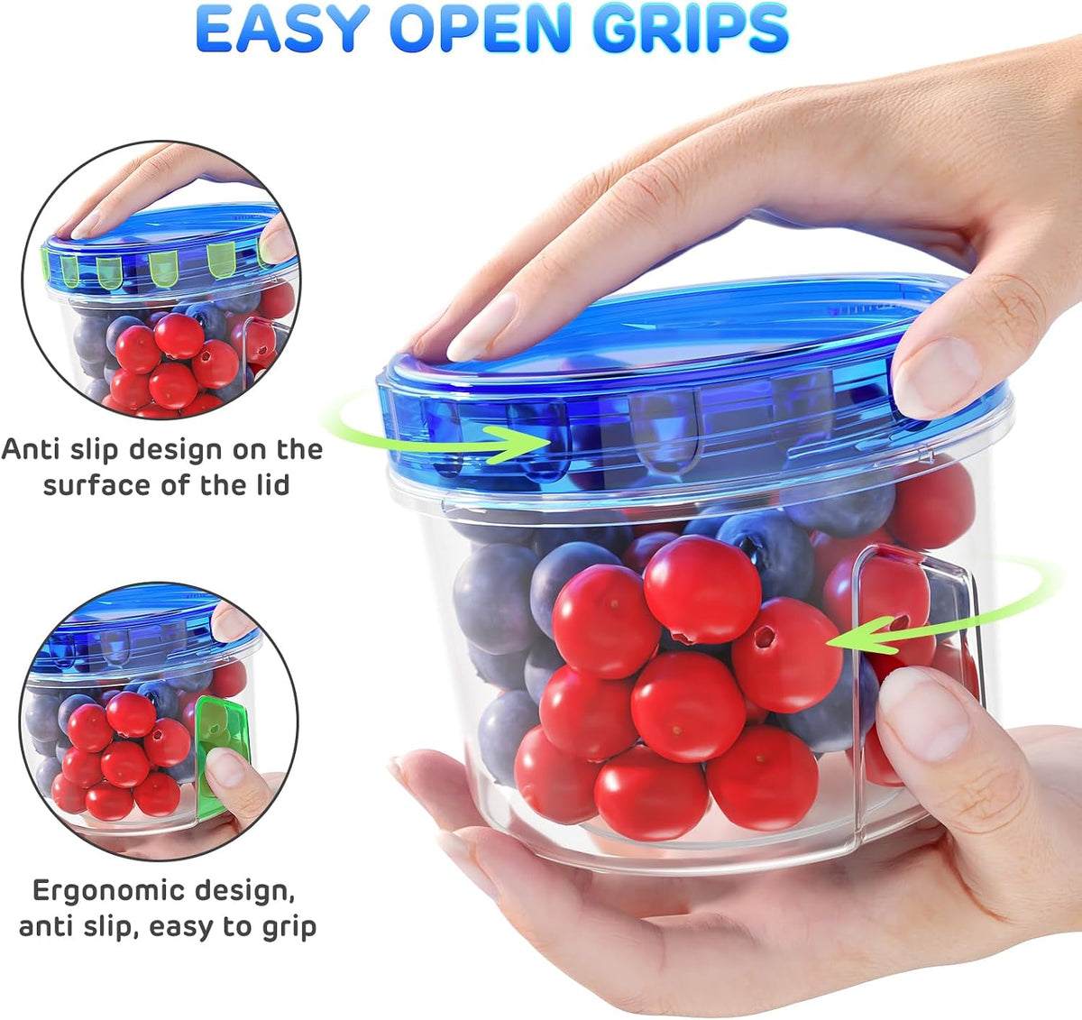 HOMETALL Freezer Storage Containers, [6 Pack-16 Oz] Airtight Plastic