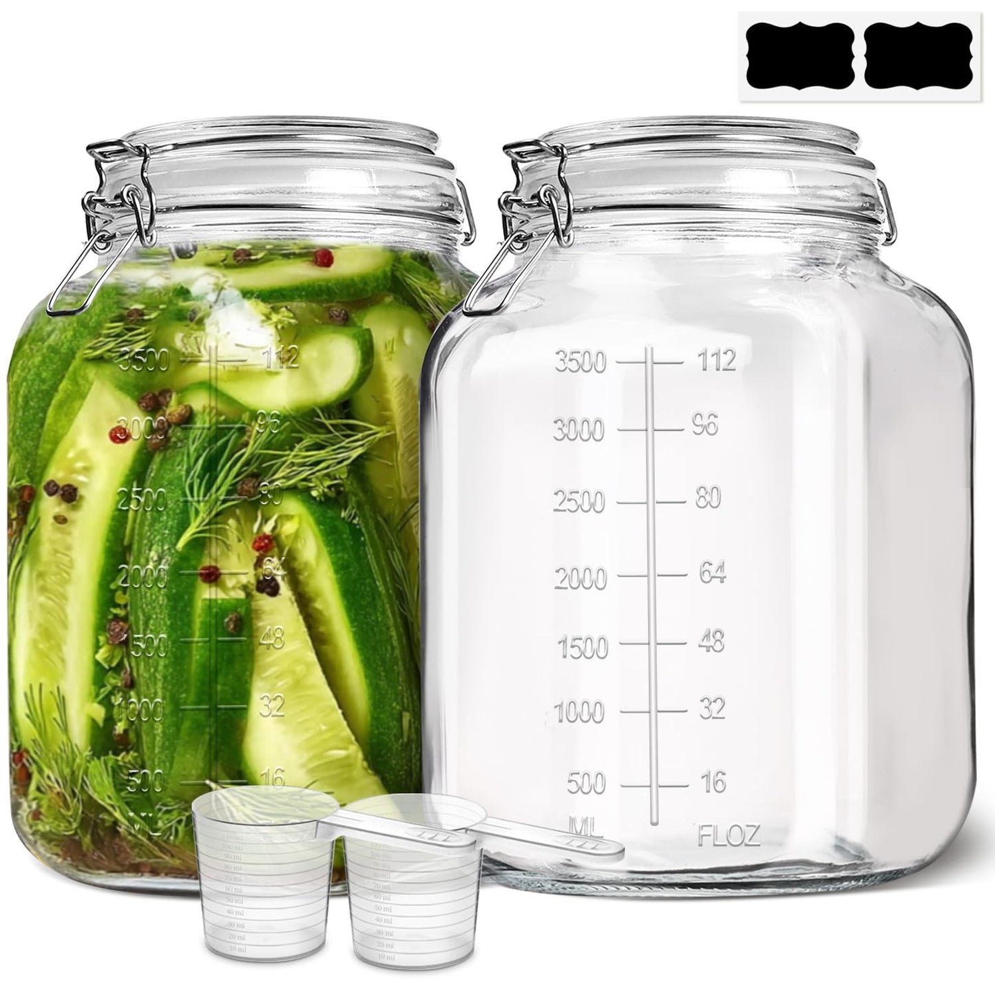 ComSaf Large Square Glass Jars with Airtight Lids 78 oz 3 Pack Wide Mouth