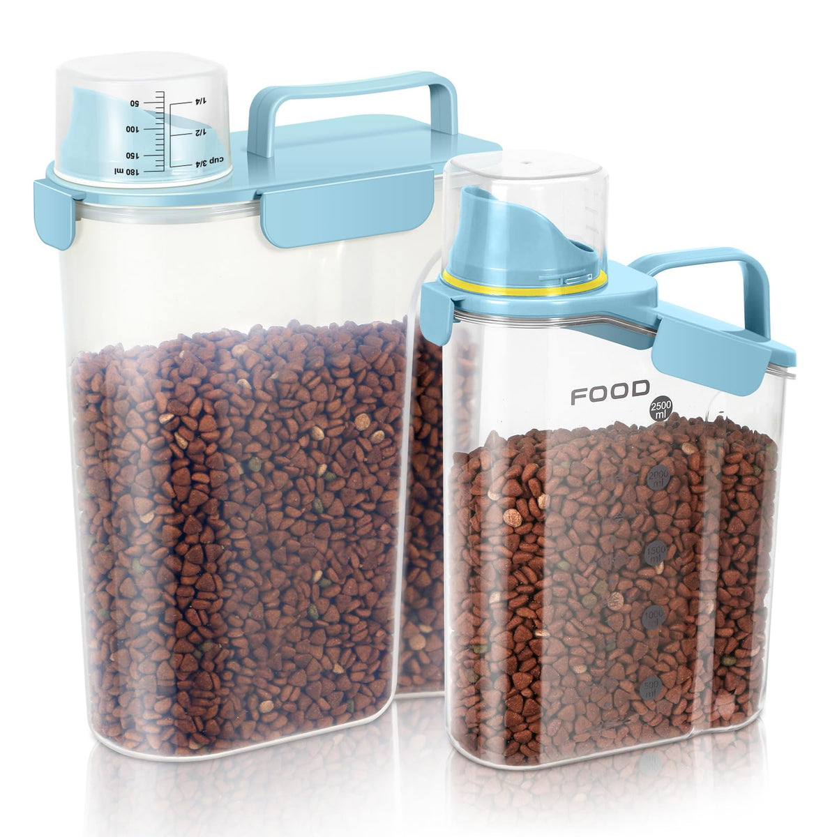 LEAWALK 5-7Lbs Dog Cat Food Storage Container with Upgraded Large Nozzle BPA-free, 4 Snap Seals Plastic Pet Food Storage Containers with Handles are Easy to Clean and Carry