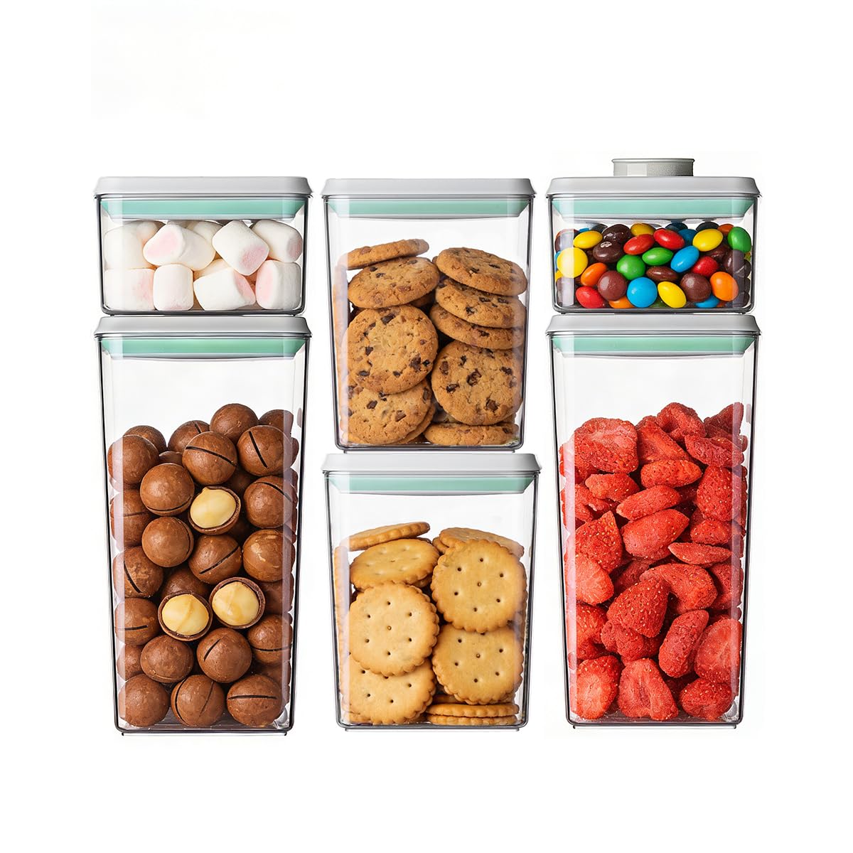 Airtight Food Storage Containers Set with One-Touch Lid, 2-Pack (2.8 QT / 2.65 L) Stackable PET, Best for Cereal, Flour, Rice & Baking Organizers.