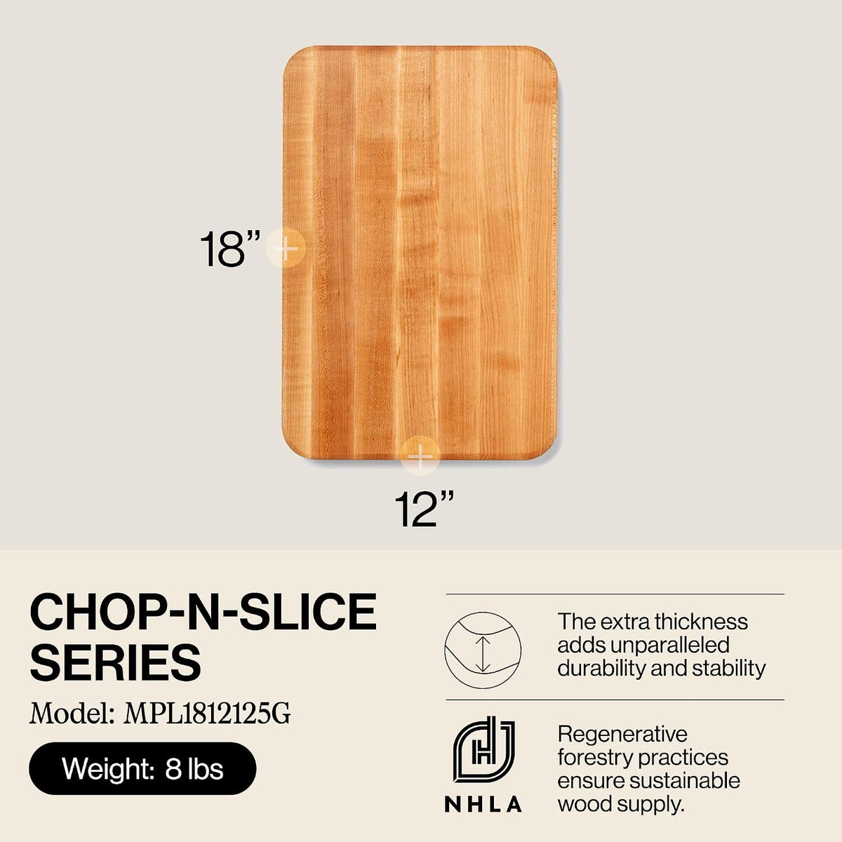 John Boos Chop-N-Slice Series Rectangular Wooden Maple Cutting Board
