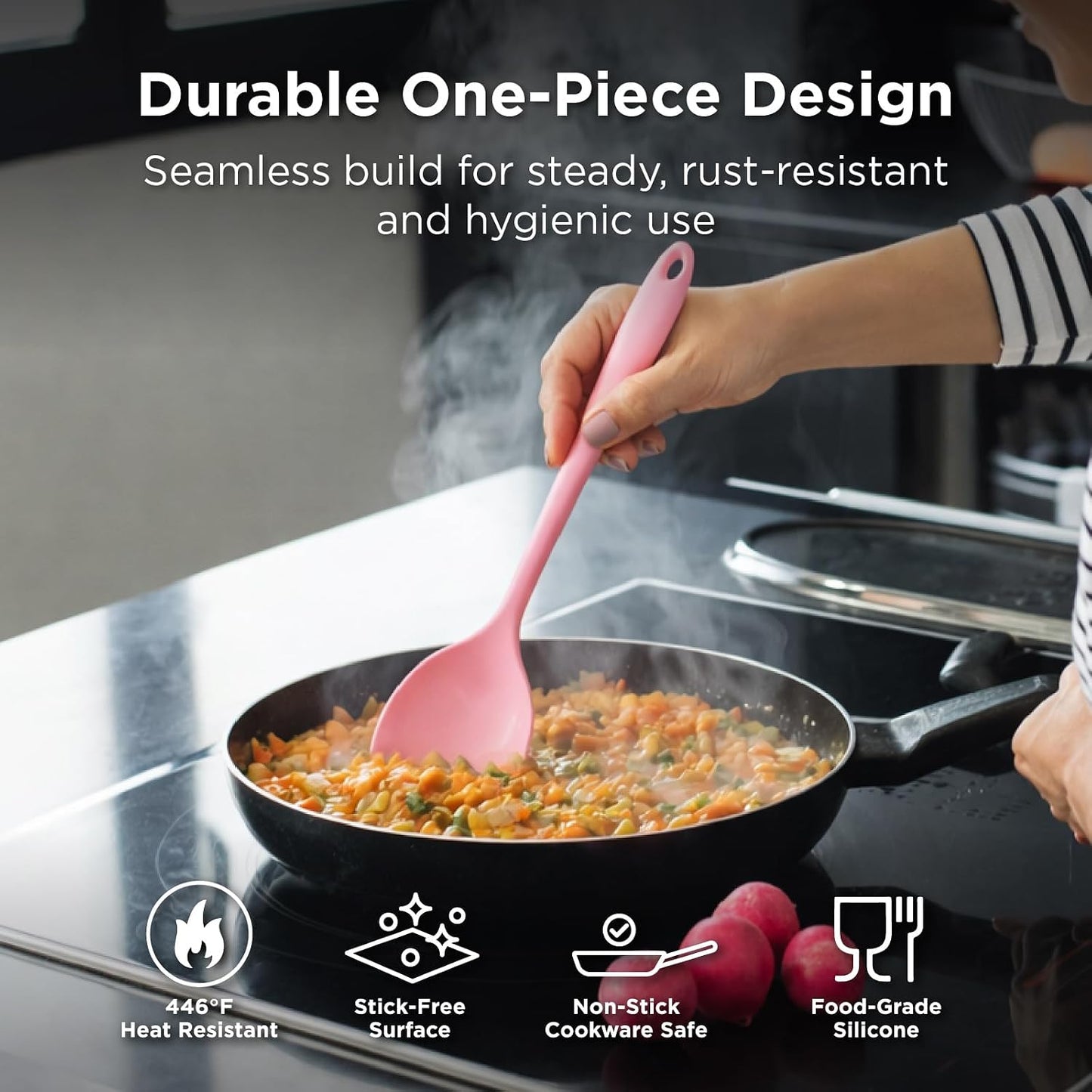 Kitchen Mama DuoEssentials Ladle & Cooking Spoon Set, Red