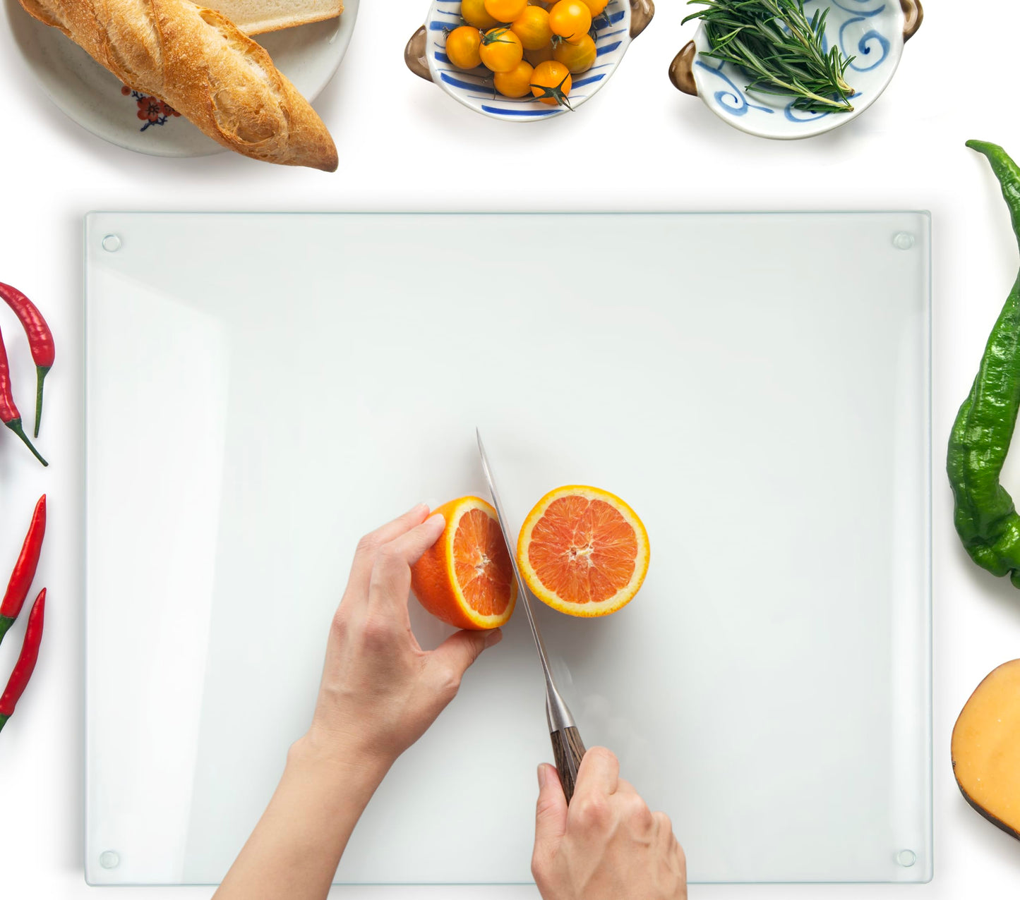 Kitchenville Glass Cutting Board 16"x12": Tempered Glass Kitchen Counter Protector - Durable- Scratch-Resistant, Heat-Proof - Clear Design