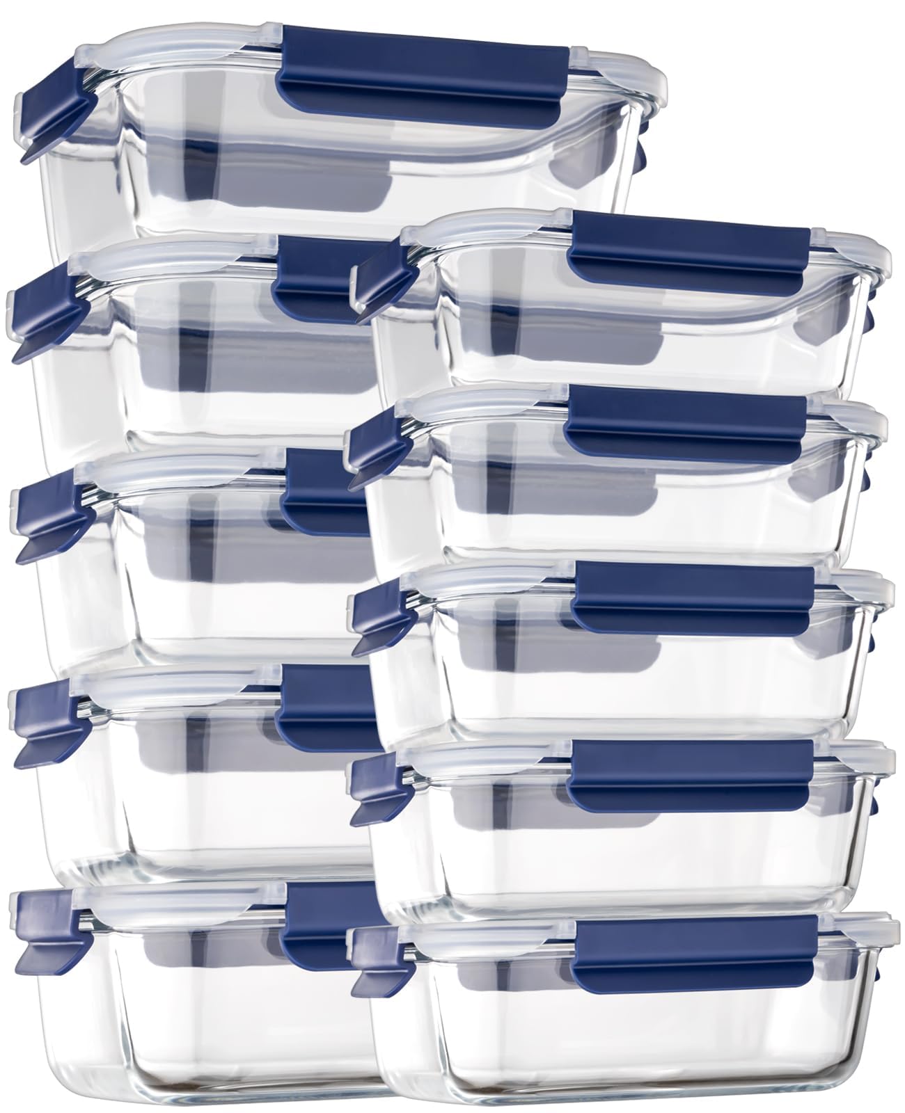 coccot Glass Food Storage Containers with Lids Airtight, [10 Pack] Glass Meal Prep Containers, Storage Container Set with Bpa-free Lid for Food, Lunch Bento Box
