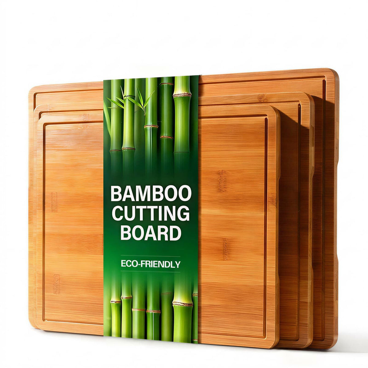 Zarler Bamboo Cutting Boards for Kitchen, Wood Cutting Board with Juice Grooves and Handles, Wooden Chopping Board Set for Meal Prep, 500℉ Carbonized Bamboo, XL Size, Ideal Kitchen Gift