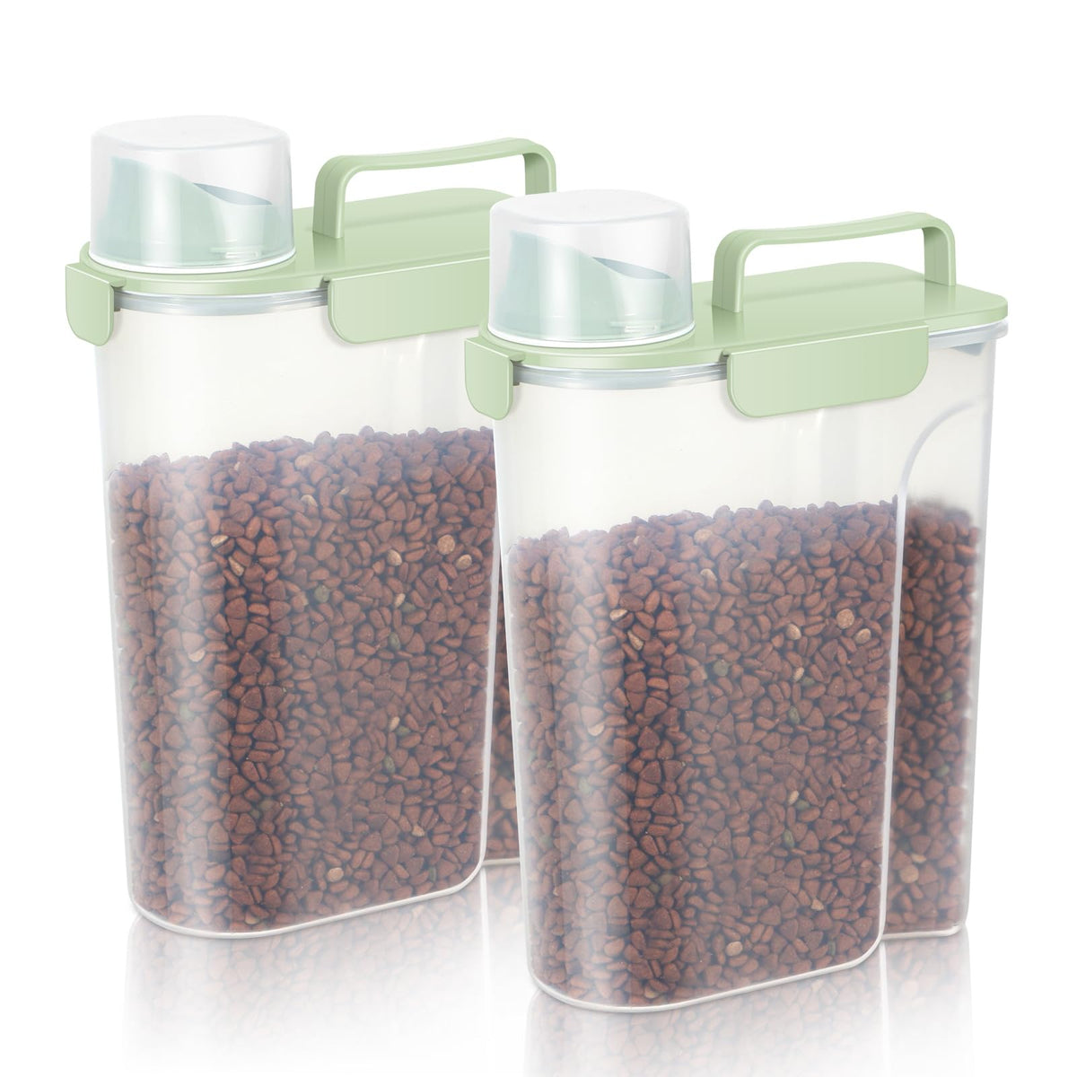 LEAWALK 5-7Lbs Dog Cat Food Storage Container with Upgraded Large Nozzle BPA-free, 4 Snap Seals Plastic Pet Food Storage Containers with Handles are Easy to Clean and Carry
