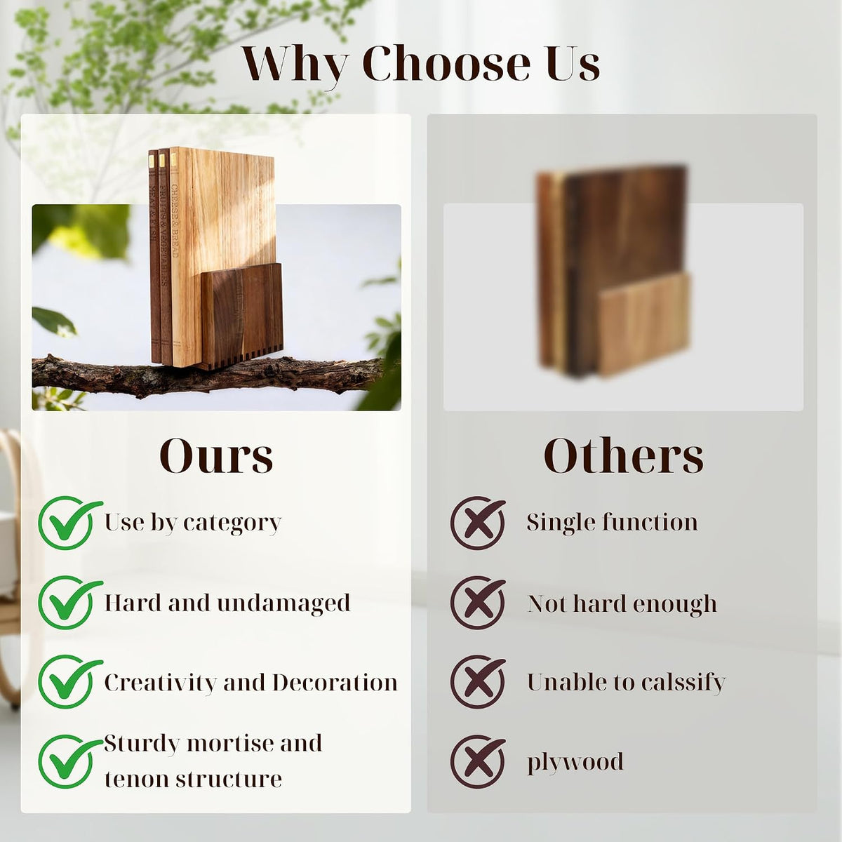 Book Cutting Board Set with Wooden Stand for Home Cooks