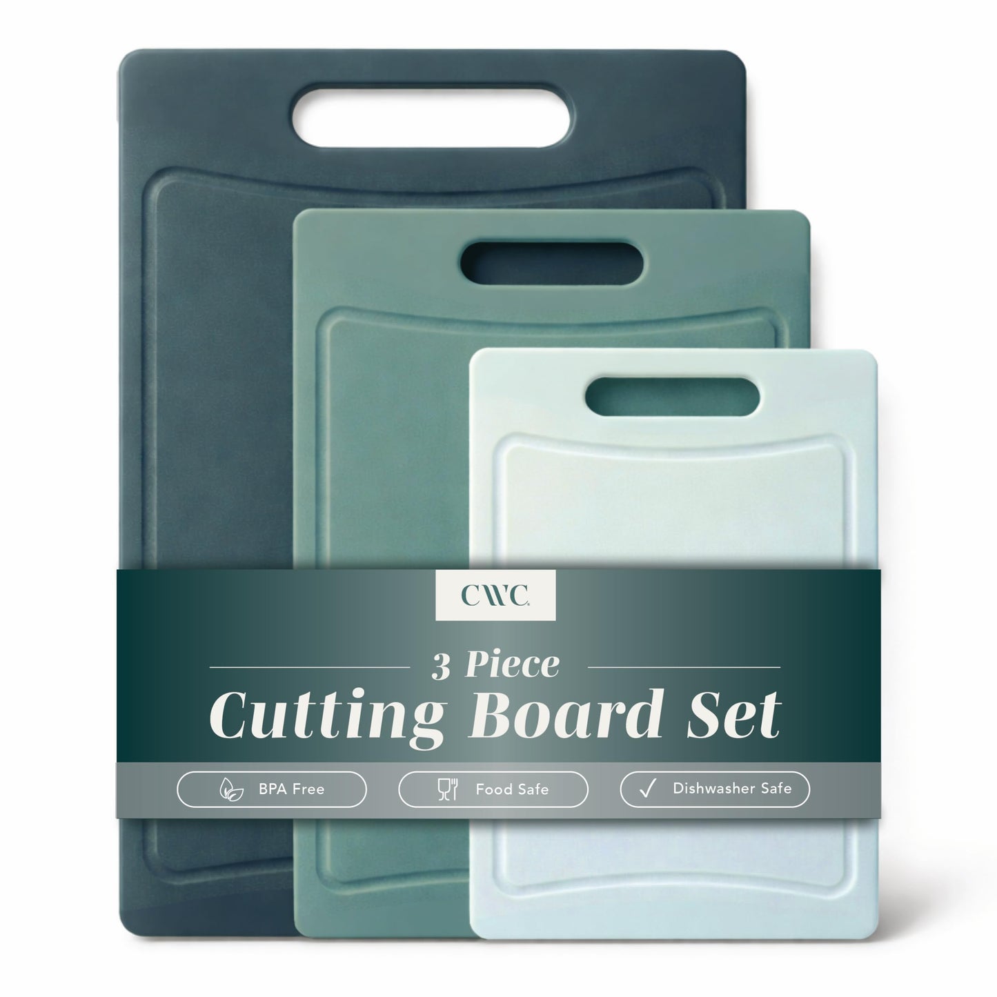 COOK WITH COLOR Non-Slip Cutting Board Set – Kitchen Essentials with Easy Grip Handle for Meat, Veggies, and Fruits, 4 Cutting Boards, Black