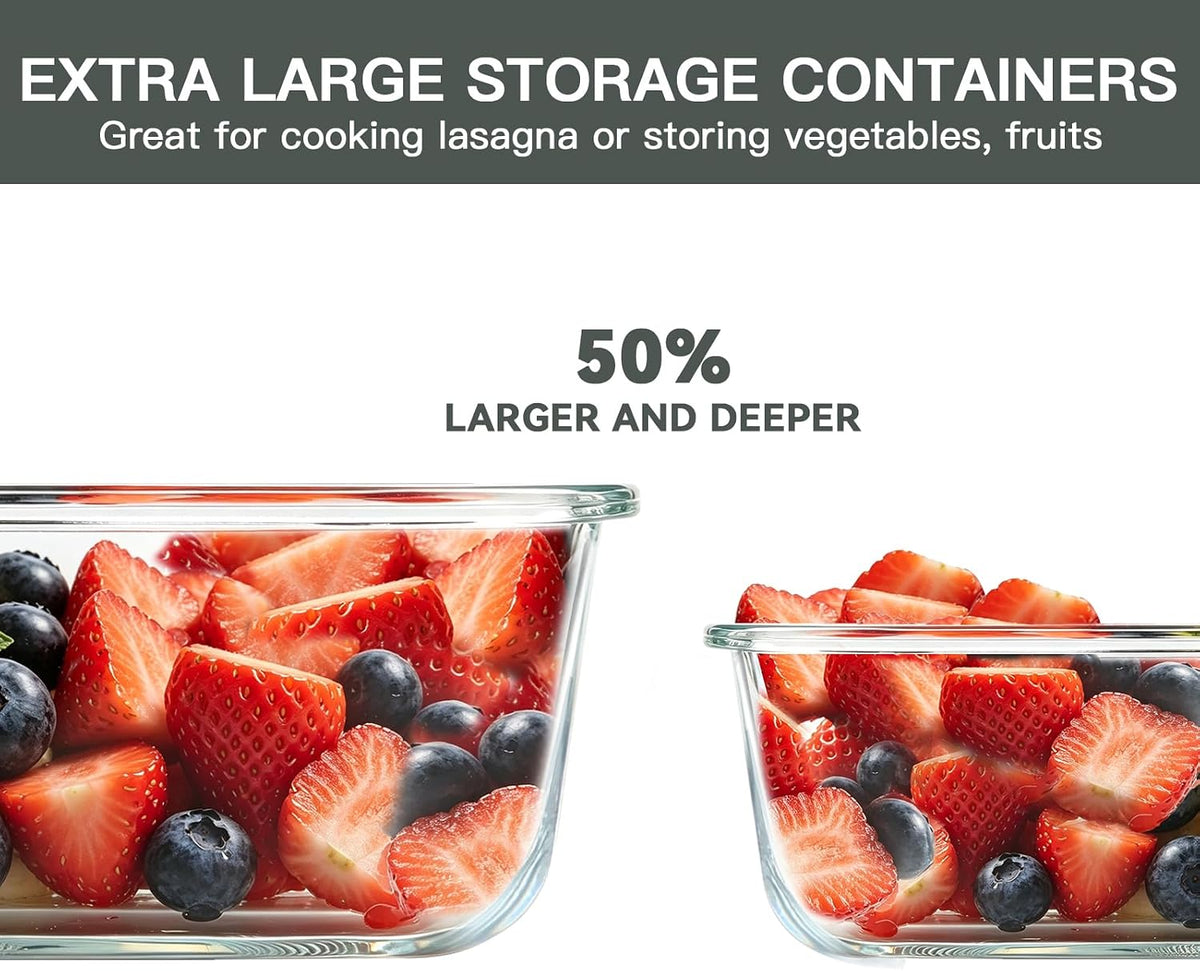 M MCIRCO 6 Pack Extra Large Glass Food Storage Containers with Lids