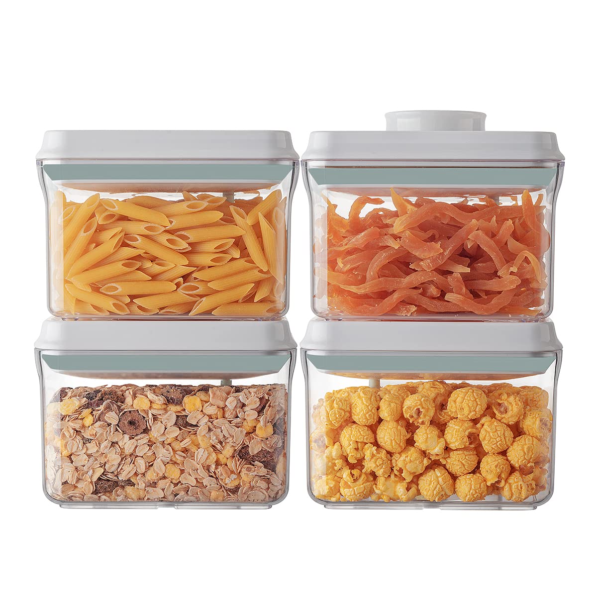 Ankou Airtight Food Storage Container with Pop Lid & 130ml Scoop, 4L/4.2qt *4 BPA-Free Cereal, Rice, Flour, Pasta & Snack Container, Stackable & Durable,Kitchen Pantry Organizer