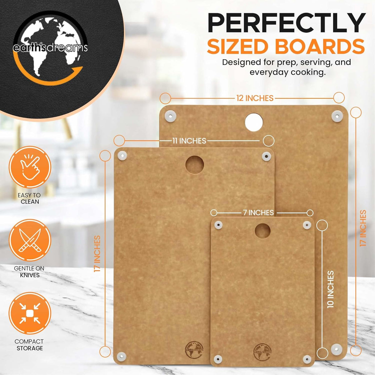 Composite Wood Cutting Board Set of 3, Chopping Board