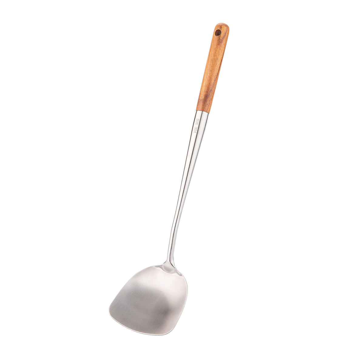 FJNATINH Soup Ladle, 17inches Ladle for wok, 304 Stainless Steel Soup Spoon Cooking Spoon for Kitchen with Wooden Handle