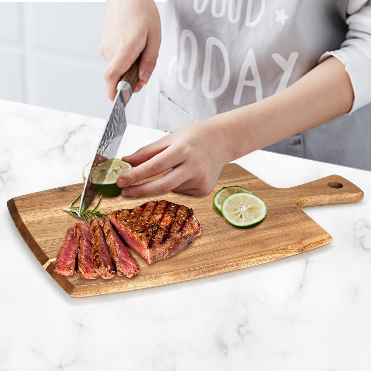 Acacia Wood Chopping Cutting Board Kitchen with Handle Charcuterie Boards