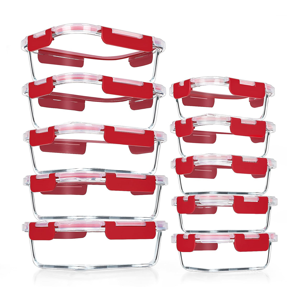 VERONES 10 PACK Glass Meal Prep Containers Set with Lids, Grey