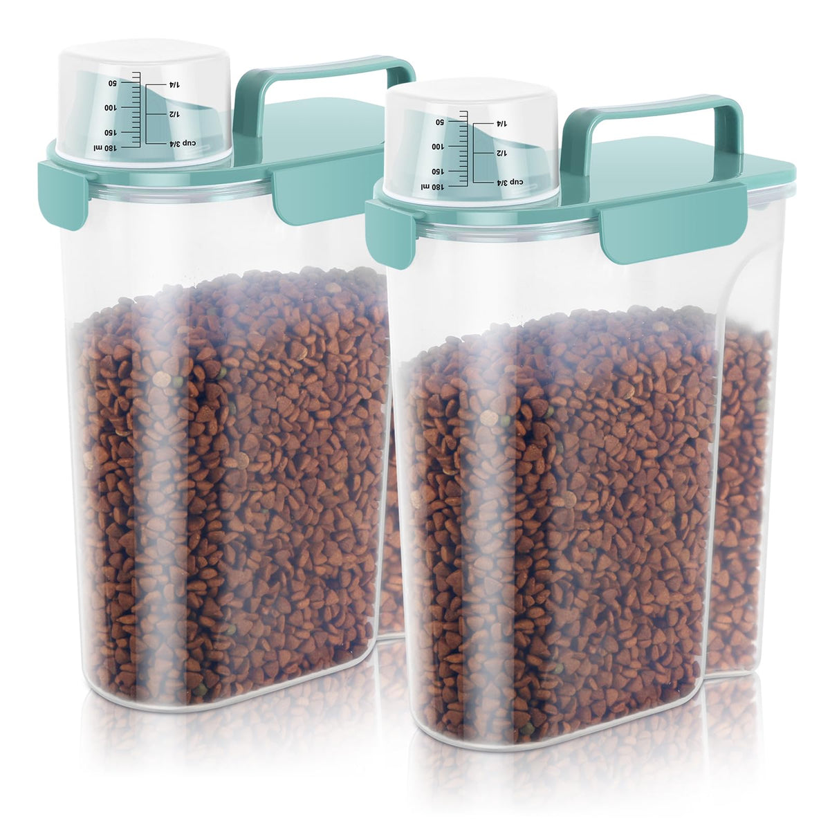 LEAWALK 5-7Lbs Dog Cat Food Storage Container with Upgraded Large Nozzle BPA-free, 4 Snap Seals Plastic Pet Food Storage Containers with Handles are Easy to Clean and Carry