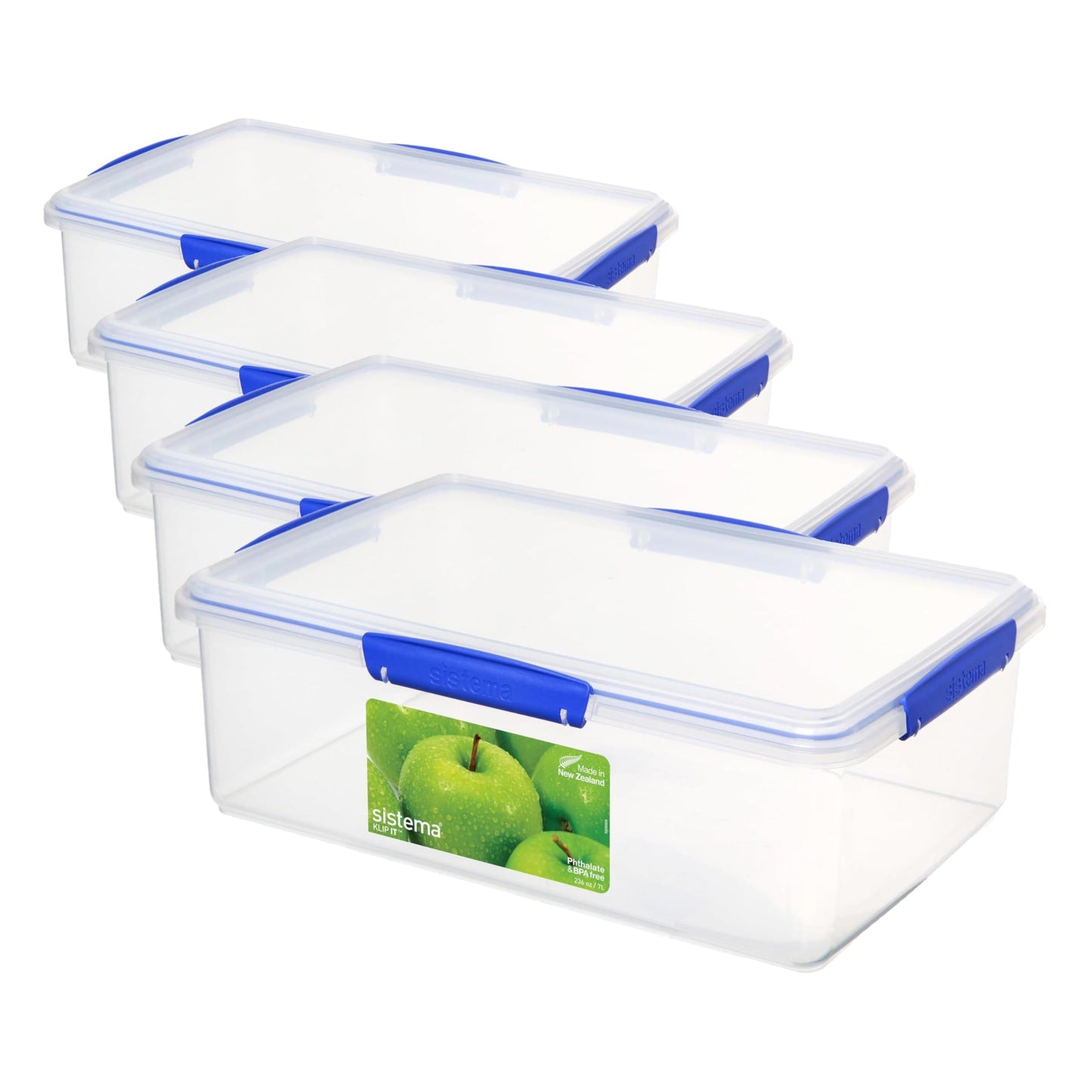 Sistema KLIP IT Large 7L Food Storage Container, Airtight & Stackable, Dishwasher, Freezer, & Microwave-Safe, BPA-Free